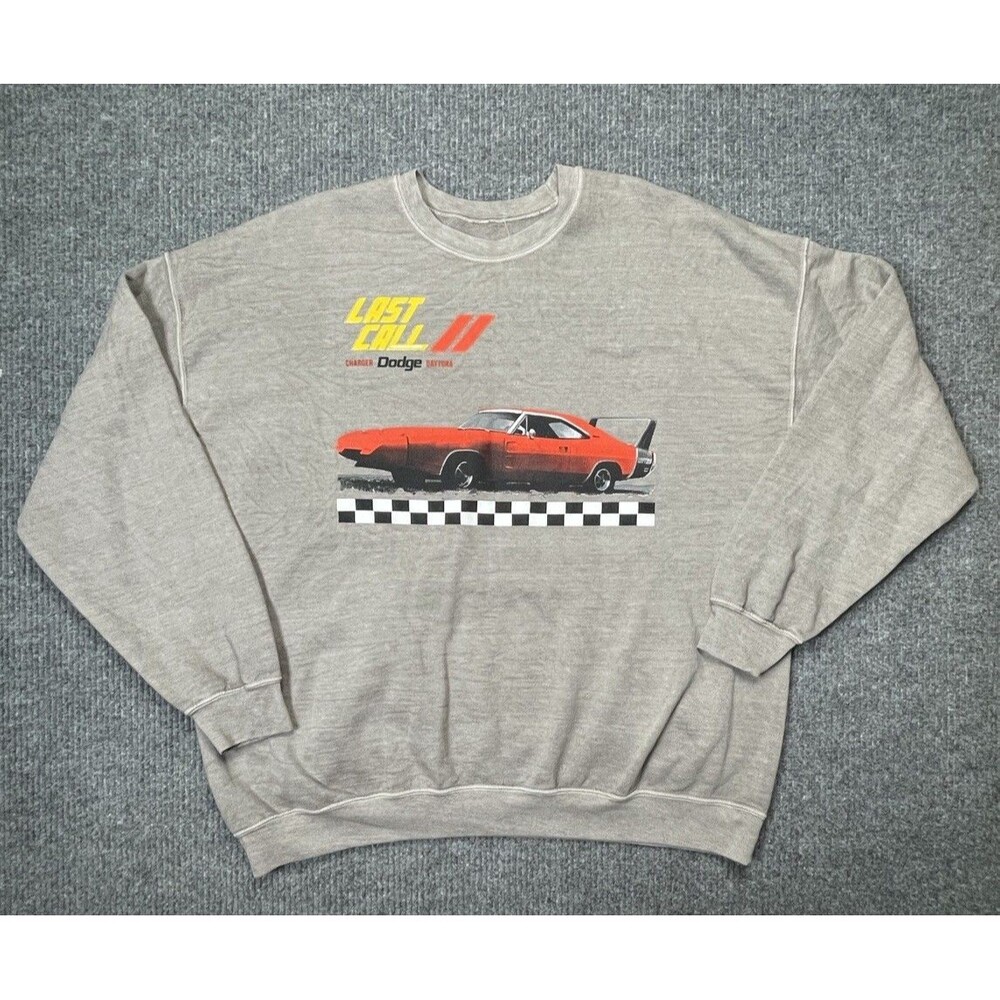 Dodge Charger Last Call Daytona Men's Size 2XL Graphic Crewneck Sweatshirt Gray